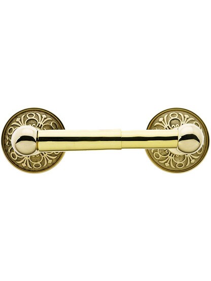 Brass Toilet-Paper Holder with Lancaster Rosettes in Polished Brass.